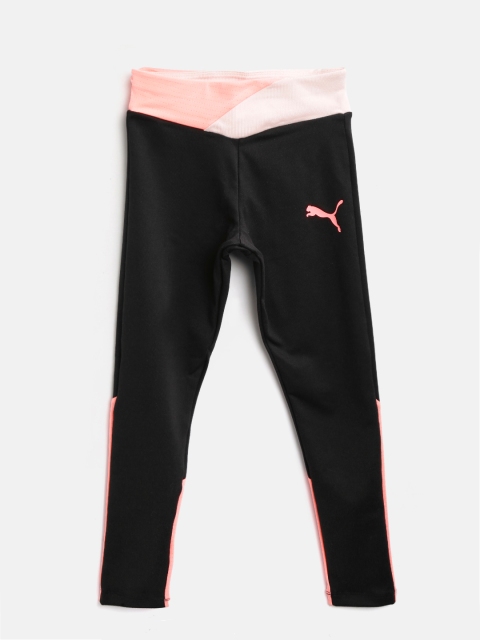 

Puma Girls Black & Peach-Coloured Colourblocked Softsport Tights