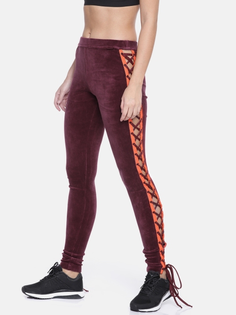

Puma Women Burgundy Solid Leg Warmer Velour Lacing Tights