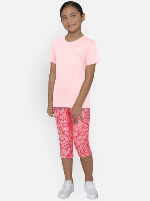 

Puma Girls Pink Printed Training Aop Three-Fourth Tights
