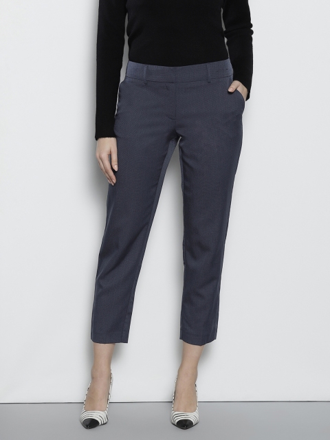 

DOROTHY PERKINS Women Navy Blue Regular Fit Textured Formal Trousers