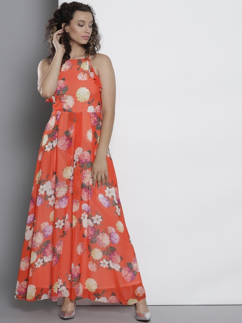 

DOROTHY PERKINS Women Orange Printed Maxi Dress