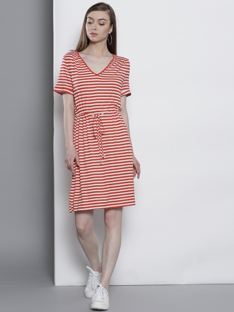 

DOROTHY PERKINS Women Red & White Striped A-line Dress