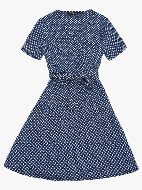 

DOROTHY PERKINS Women Navy Printed Wrap Dress, Navy blue
