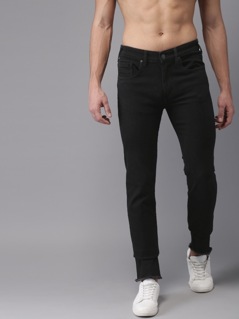 

HERE&NOW Men Black Slim Fit Mid-Rise Clean Look Stretchable Jeans