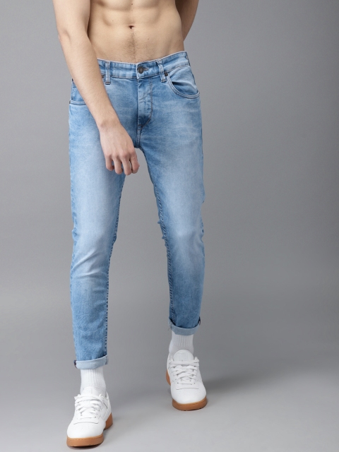 

HERE&NOW Men Blue Skinny Fit Mid-Rise Clean Look Stretchable Cropped Jeans