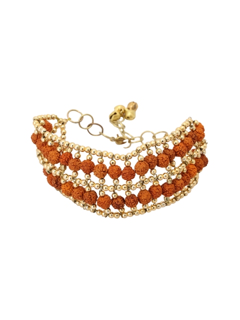 

TJORI Gold-Toned & Brown Brass Multistrand Bracelet