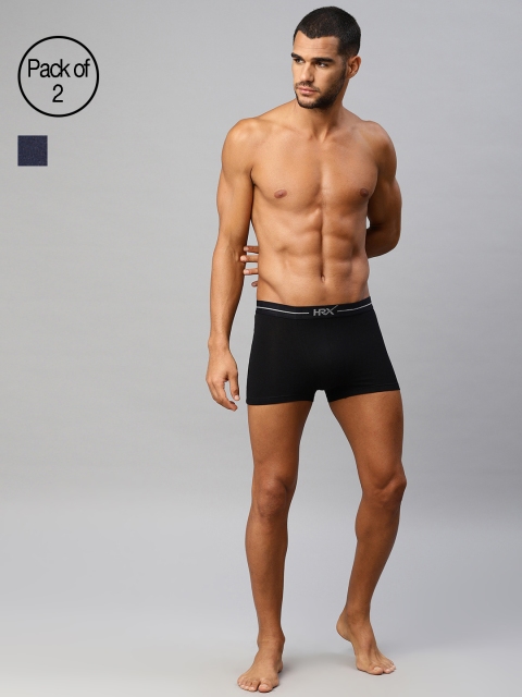 

HRX by Hrithik Roshan Men Lifestyle Pack of 2 Solid Trunks LS-7006BD, Black