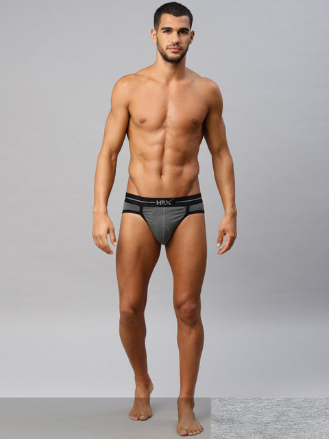 

HRX by Hrithik Roshan Men Grey Pack of 2 Lifestyle Throwback Briefs LS-7016CB