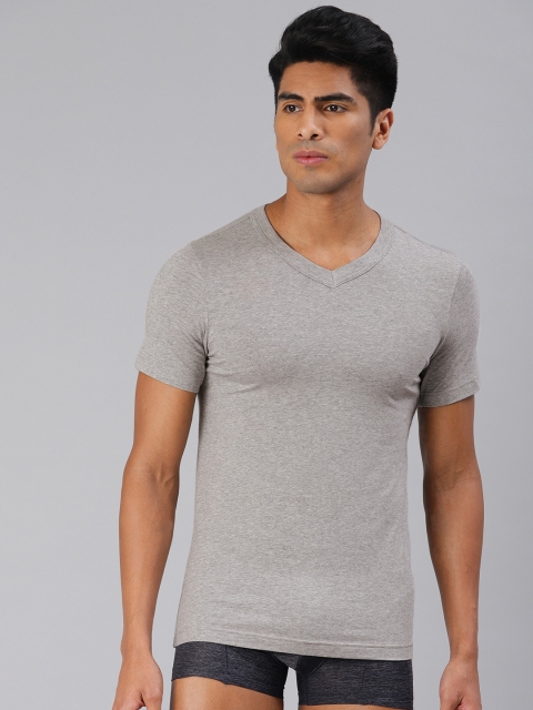 

HRX by Hrithik Roshan Men Lifestyle Core V-Neck Grey Melange Solid Inner T-shirt