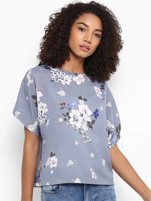 

Harpa Women Grey Printed Boxy Top