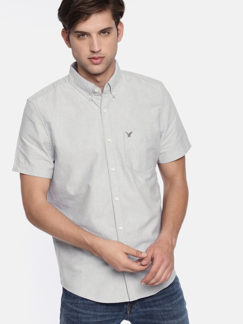 

AMERICAN EAGLE OUTFITTERS Men Grey Regular Fit Solid Casual Shirt
