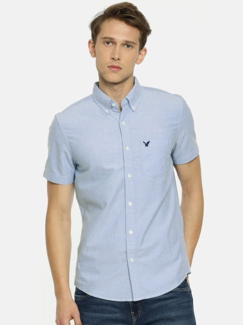 

AMERICAN EAGLE OUTFITTERS Men Blue Regular Fit Solid Casual Shirt