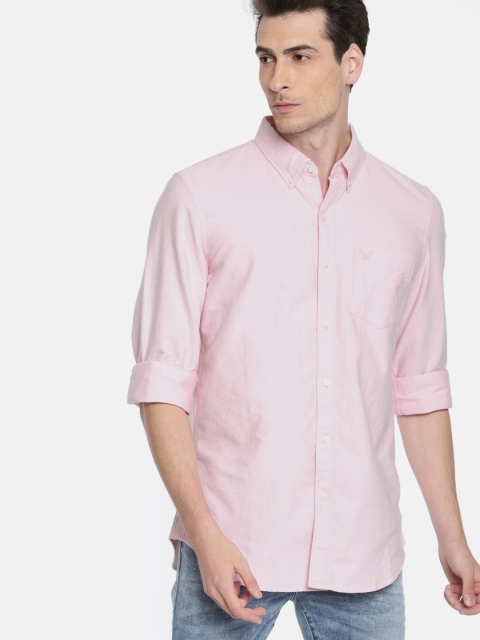 

AMERICAN EAGLE OUTFITTERS Men Pink Regular Fit Solid Casual Shirt