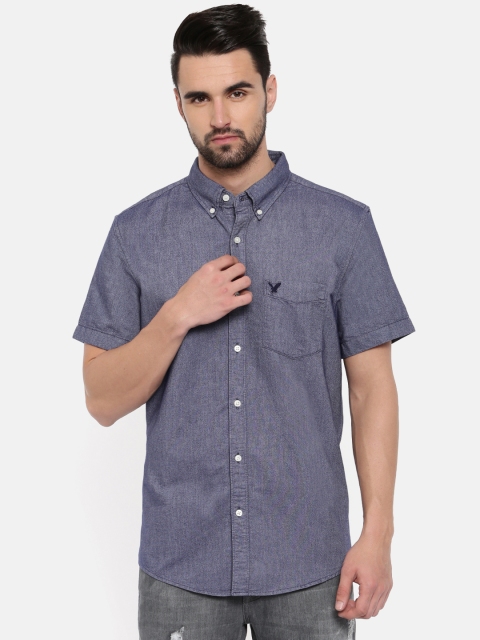 

AMERICAN EAGLE OUTFITTERS Men Blue Classic Regular Fit Chambray Casual Shirt