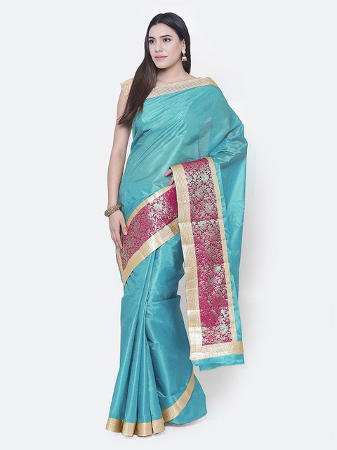 

Chhabra 555 Blue & Gold-Toned Art Silk Woven Design Banarasi Saree