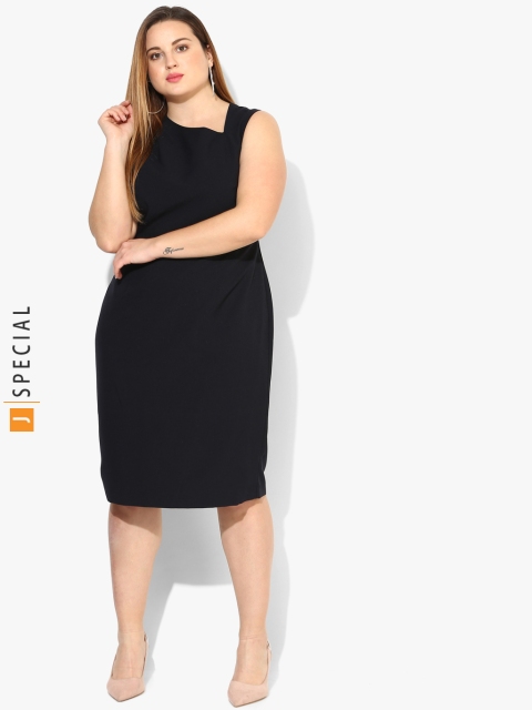 

Navy Blue Coloured Solid Shift Dress