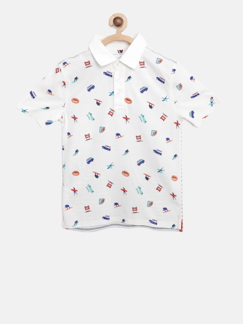 

Tommy Hilfiger Boys Off-White Printed Polo Collar T-shirt