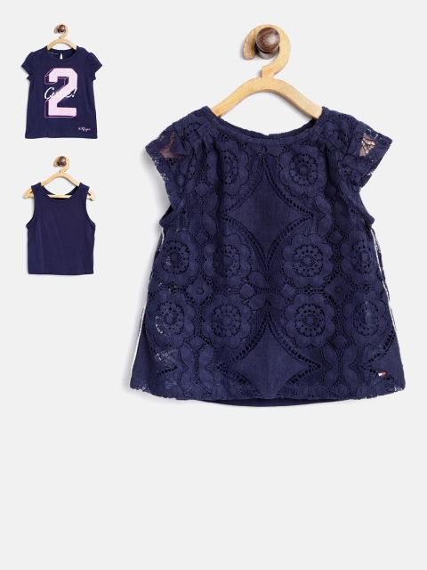 

Tommy Hilfiger Girls Pack of 2 Navy Tops, Navy blue