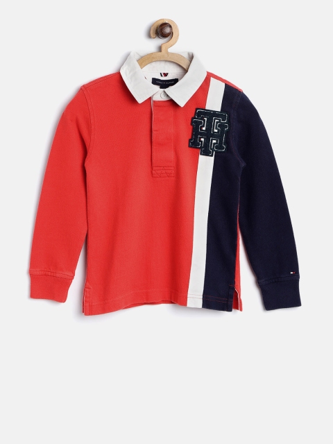 

Tommy Hilfiger Boys Red & Navy Colourblocked Polo T-shirt