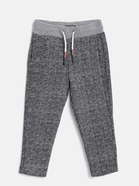 

Tommy Hilfiger Boys Grey & Black Herringbone Print Track Pants