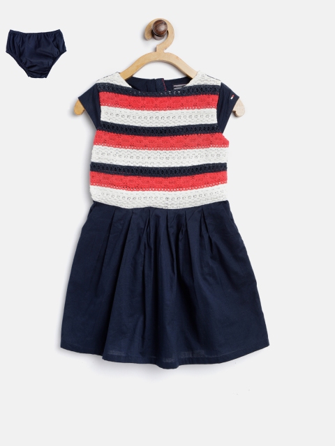 

Tommy Hilfiger Girls Navy & Red Striped A-Line Dress, Navy blue