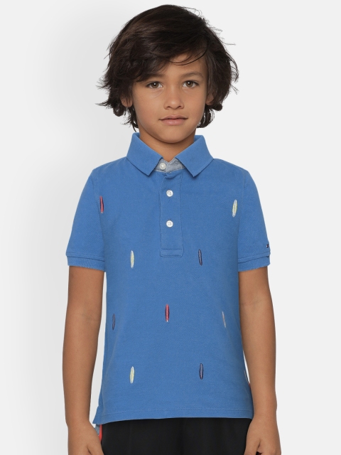 

Tommy Hilfiger Boys Blue Solid Polo Collar T-shirt