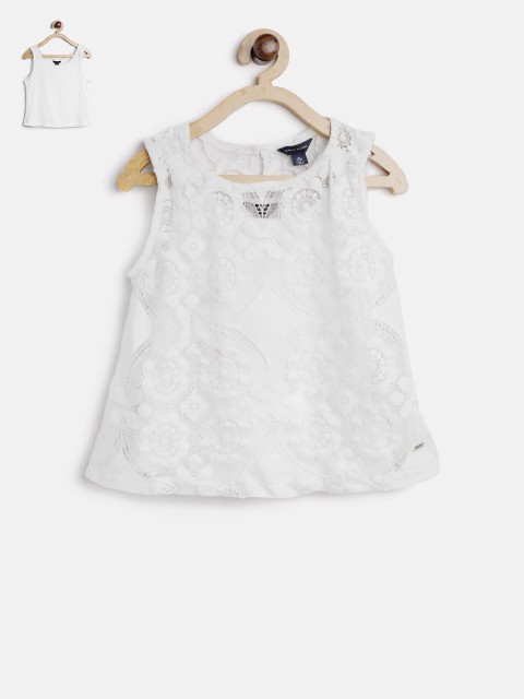 

Tommy Hilfiger Girls Off-White Lace A-Line Top