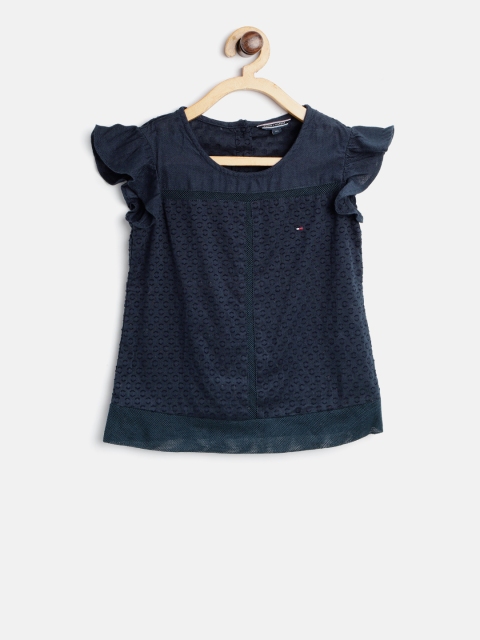 

Tommy Hilfiger Girls Navy Blue Self Design Top