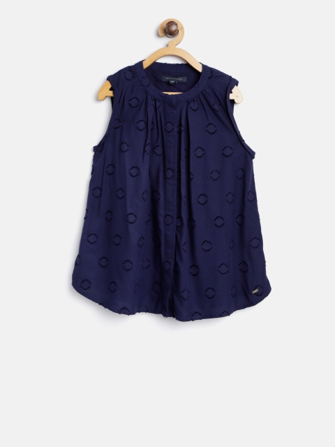 

Tommy Hilfiger Girls Navy Blue Self Design Top