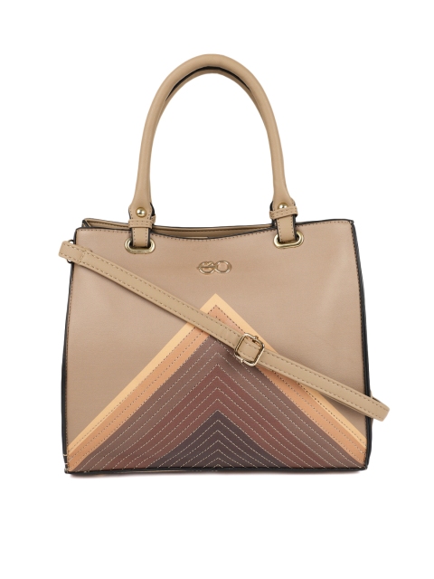 

E2O Brown Colourblocked Handheld Bag