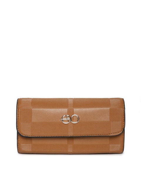 

E2O Women Tan Brown Textured Two Fold Wallet