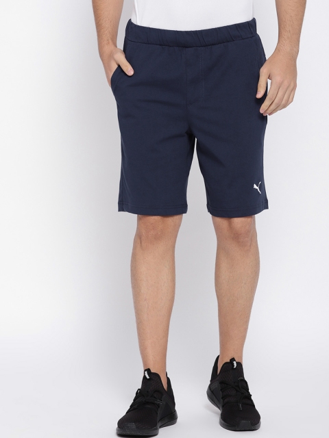 

Puma Men Navy Blue Solid Regular Fit ESS Jersey Shorts 9"