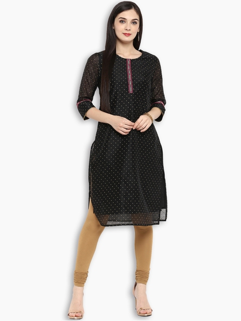 

Juniper Women Black Printed Straight Kurta