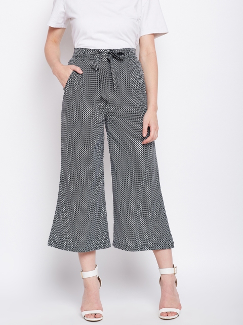 

WISSTLER Women Black & White Printed Flared Palazzos