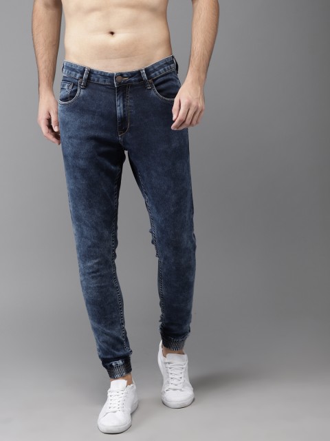 

HERE&NOW Men Blue Jogger Mid-Rise Clean Look Stretchable Jeans