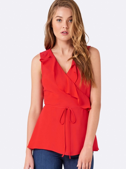 

Forever New Women Red Solid Wrap Top