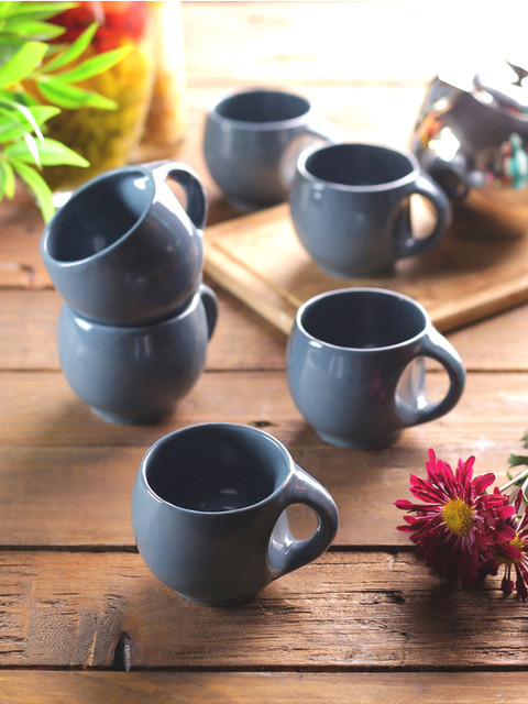 

VarEesha Grey 6-Pieces Solid Grey Round Cups
