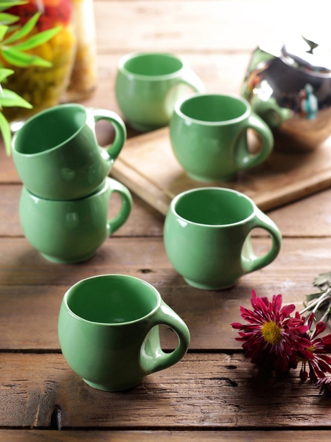

VarEesha Green 6-Pieces Solid Green Round Ceramic Mugs