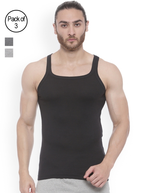 

Bitz Men Pack of 3 Innerwear Vests EFVC01, Grey