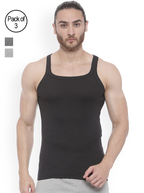 

Bitz Men Pack of 3 Innerwear Vests EFVC01, Grey