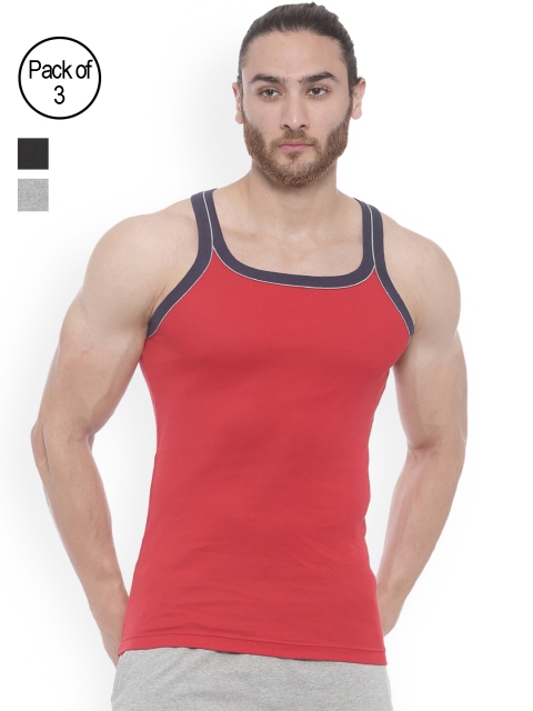 

Bitz Men Pack of 3 Innerwear Vests EFVC01, Grey