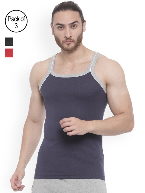 

Bitz Men Pack of 3 Innerwear Vests EFVB01, Black