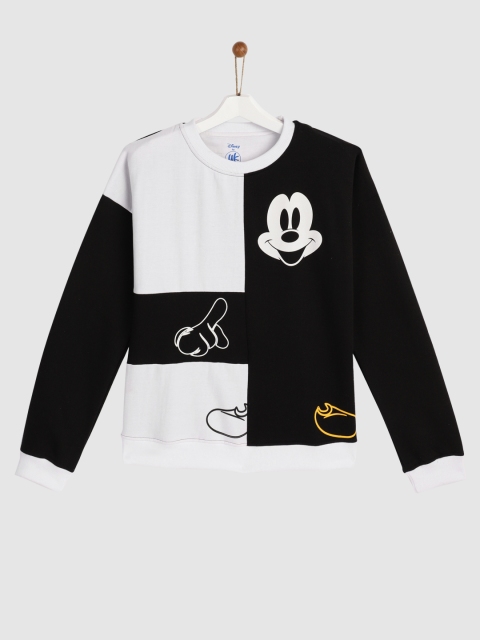 

YK Disney Girls Black & White Printed Sweatshirt