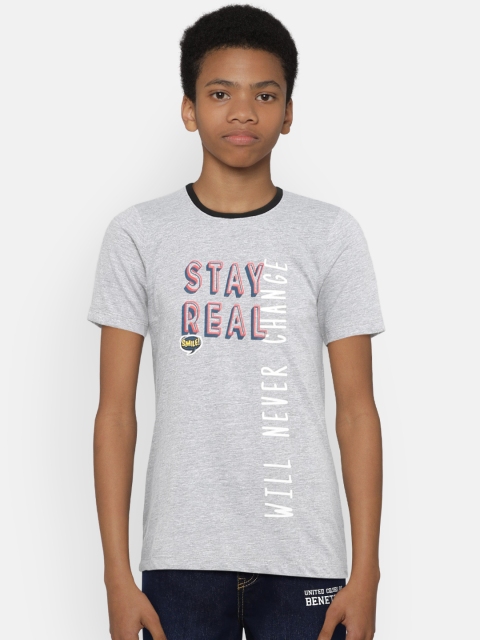

YK Boys Grey Printed Round Neck T-shirt