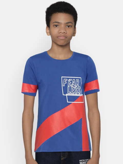 

YK Boys Blue & Red Printed Round Neck T-shirt
