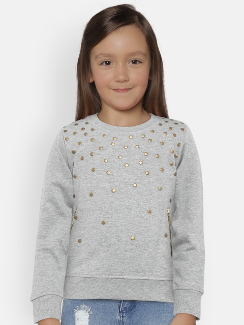 

YK Girls Grey Solid Sweatshirt