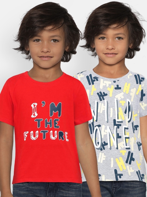 

YK Boys Pack of 2 Printed T-shirts, Red