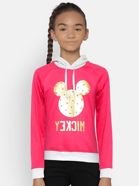

YK Disney Girls Pink & Grey Colourblocked Hooded Sweatshirt