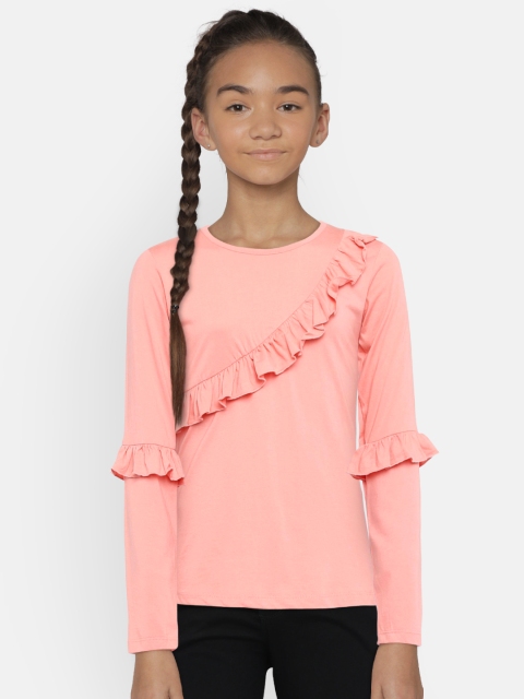

YK Girls Peach-Coloured Solid Top