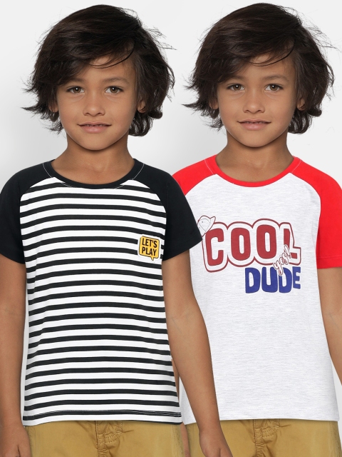 

YK Boys Pack of 2 Round Neck Printed T-shirts, Black
